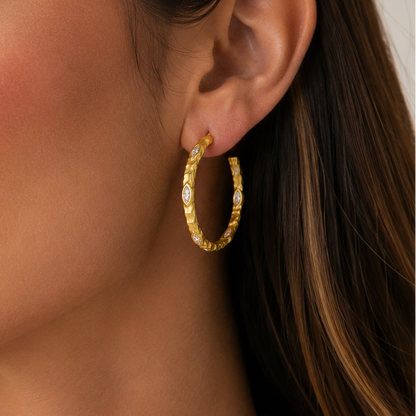 Exclusive Marquise Textured Hoop Earrings