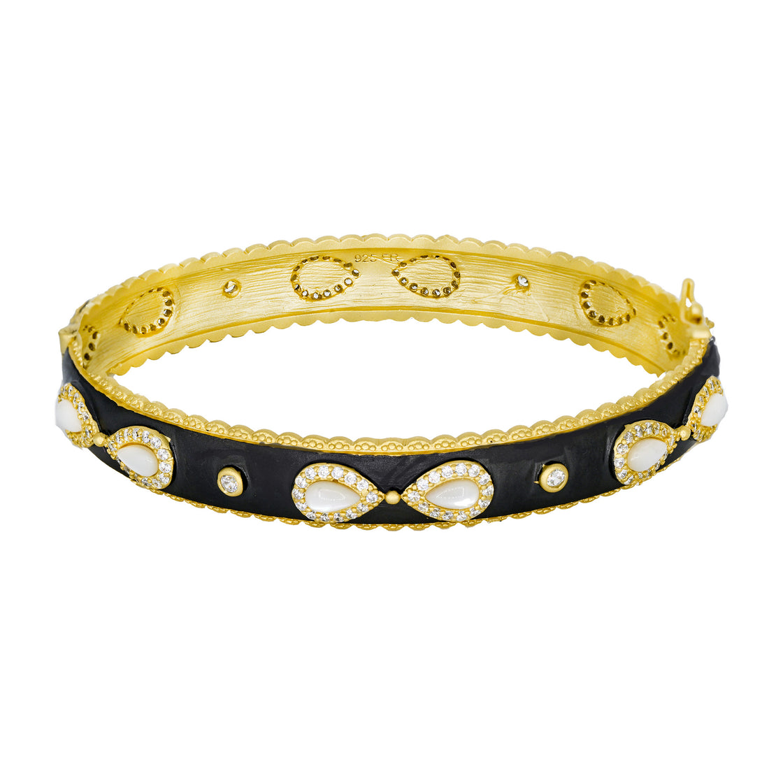 Signature Mother of Pearl Double Pear Hinge Bangle