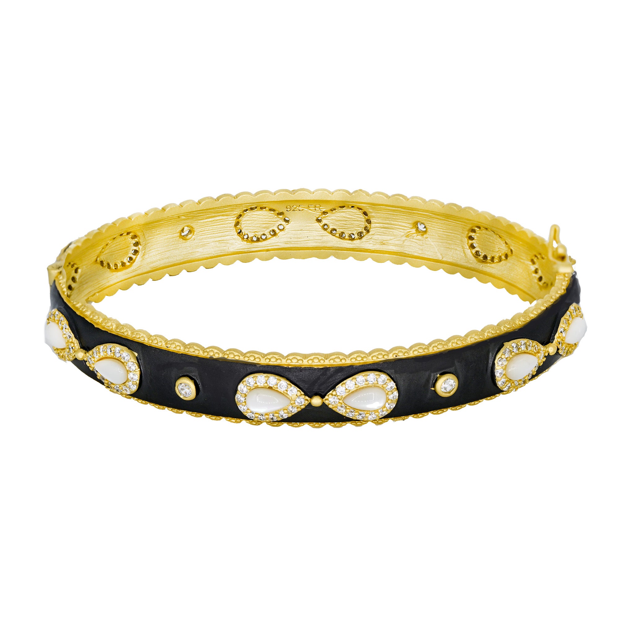 Signature Mother of Pearl Double Pear Hinge Bangle