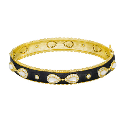 Signature Mother of Pearl Double Pear Hinge Bangle