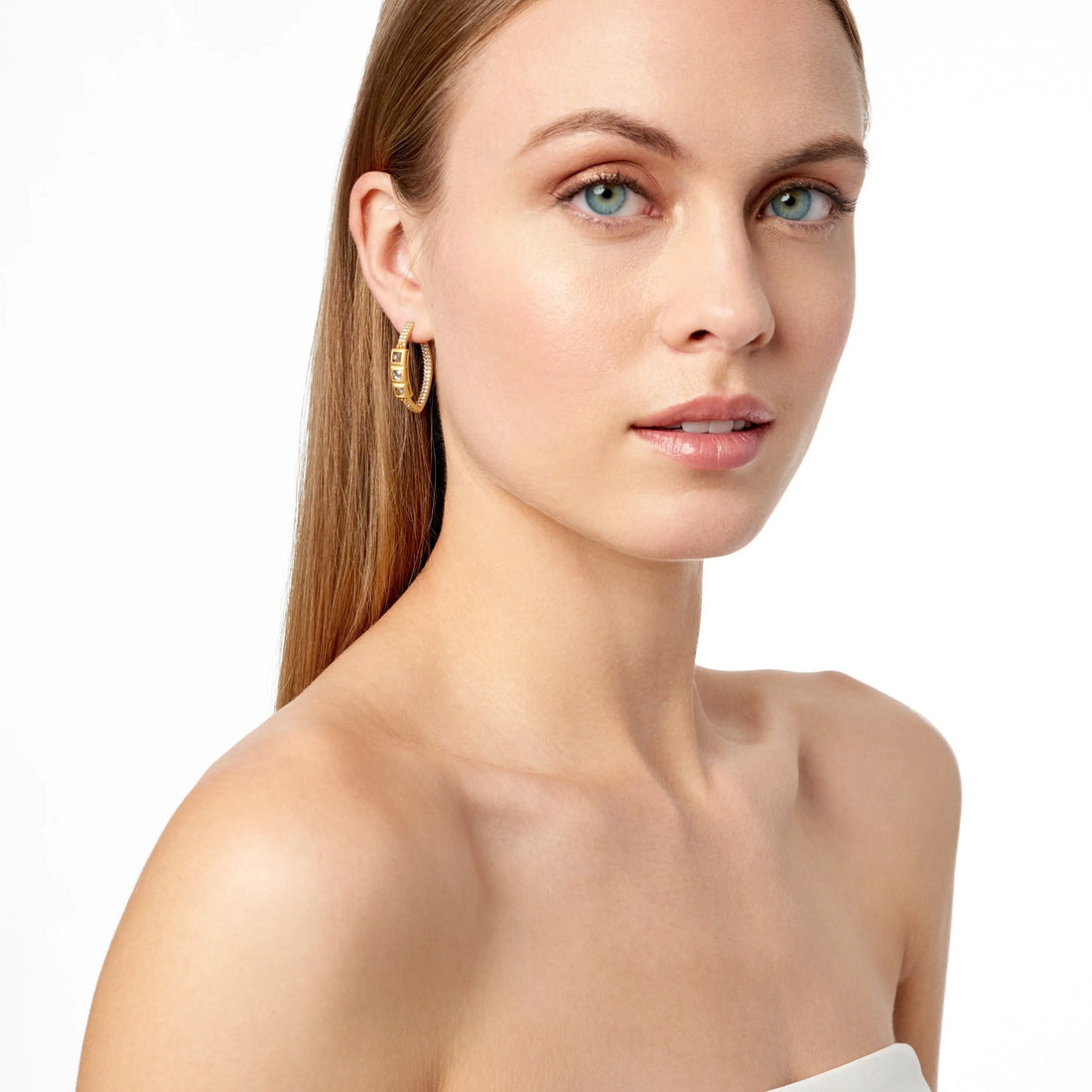 Ocean Azure Pointed Hoop Earrings