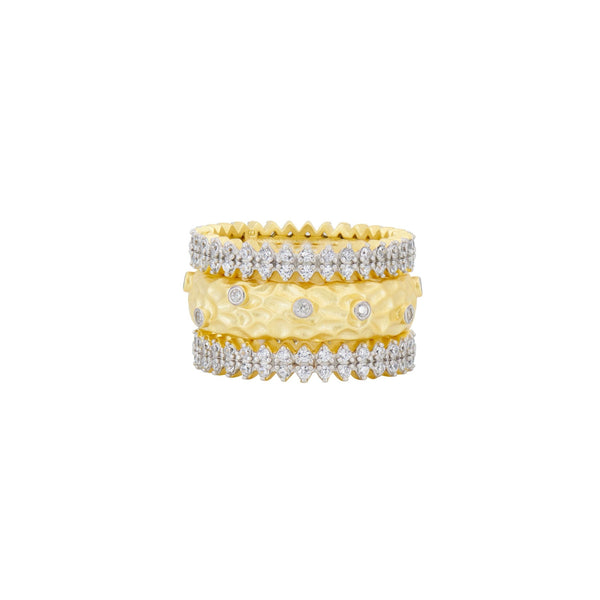 Streets in Bloom Textured 3-Stack Ring - FREIDA ROTHMAN