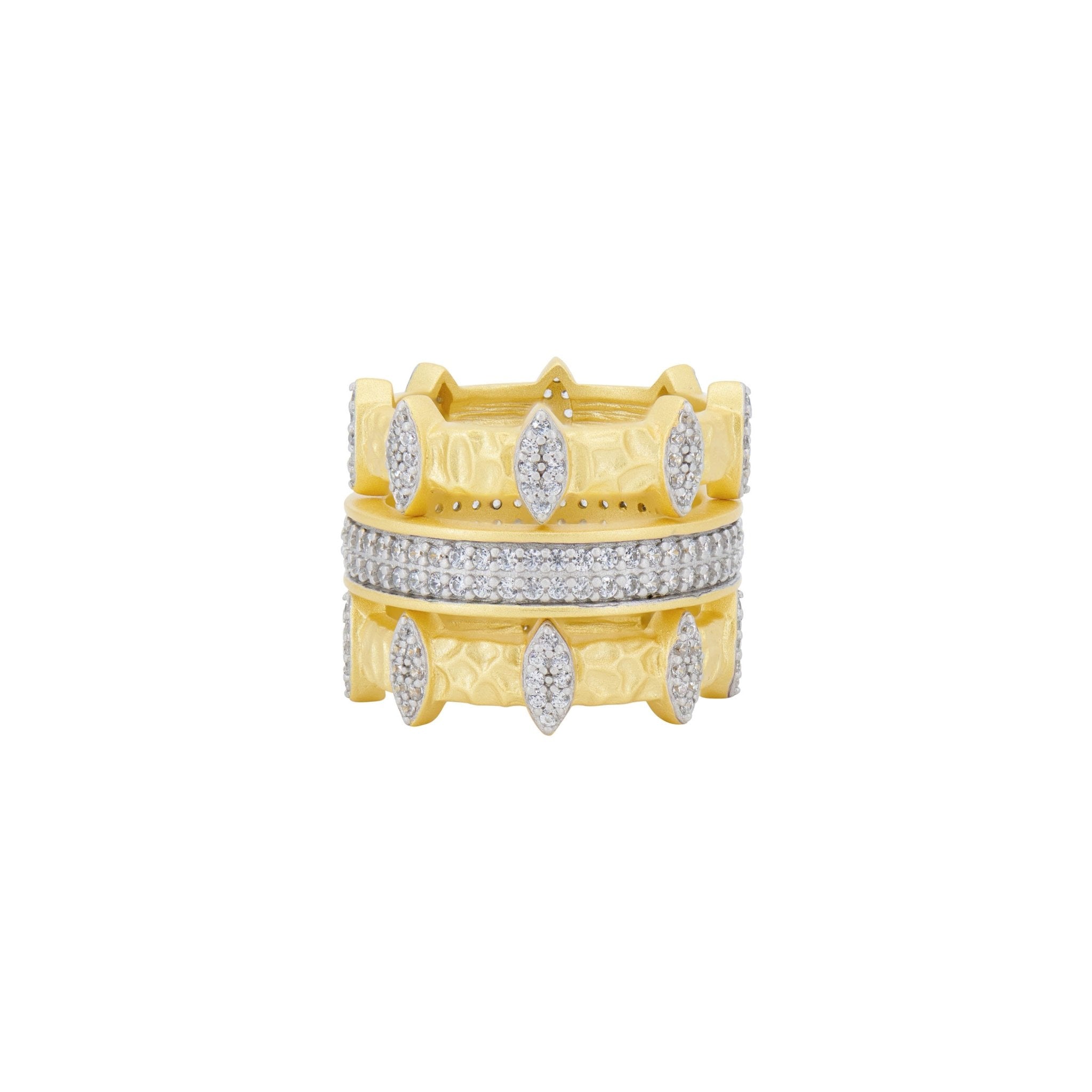 Petals in Bloom Textured 3-Stack Ring - FREIDA ROTHMAN