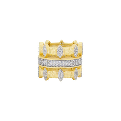 Petals in Bloom Textured 3-Stack Ring - FREIDA ROTHMAN