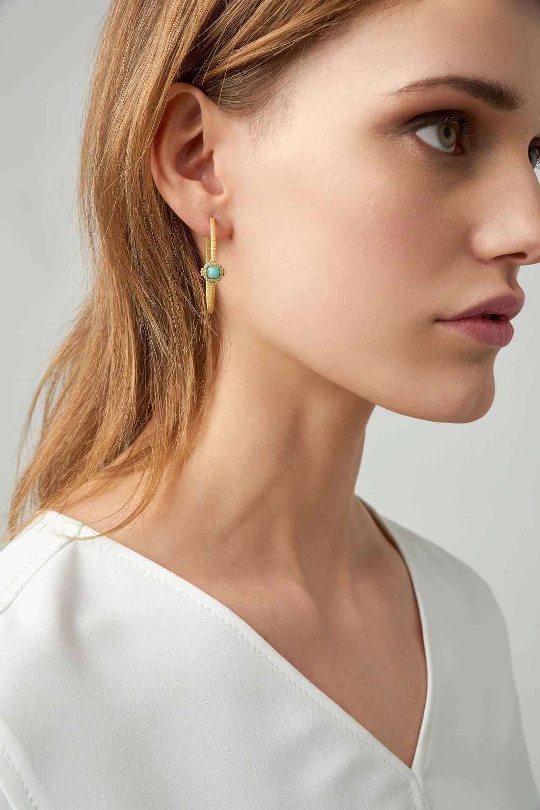 Amazonite Single Stone Hoop Earrings