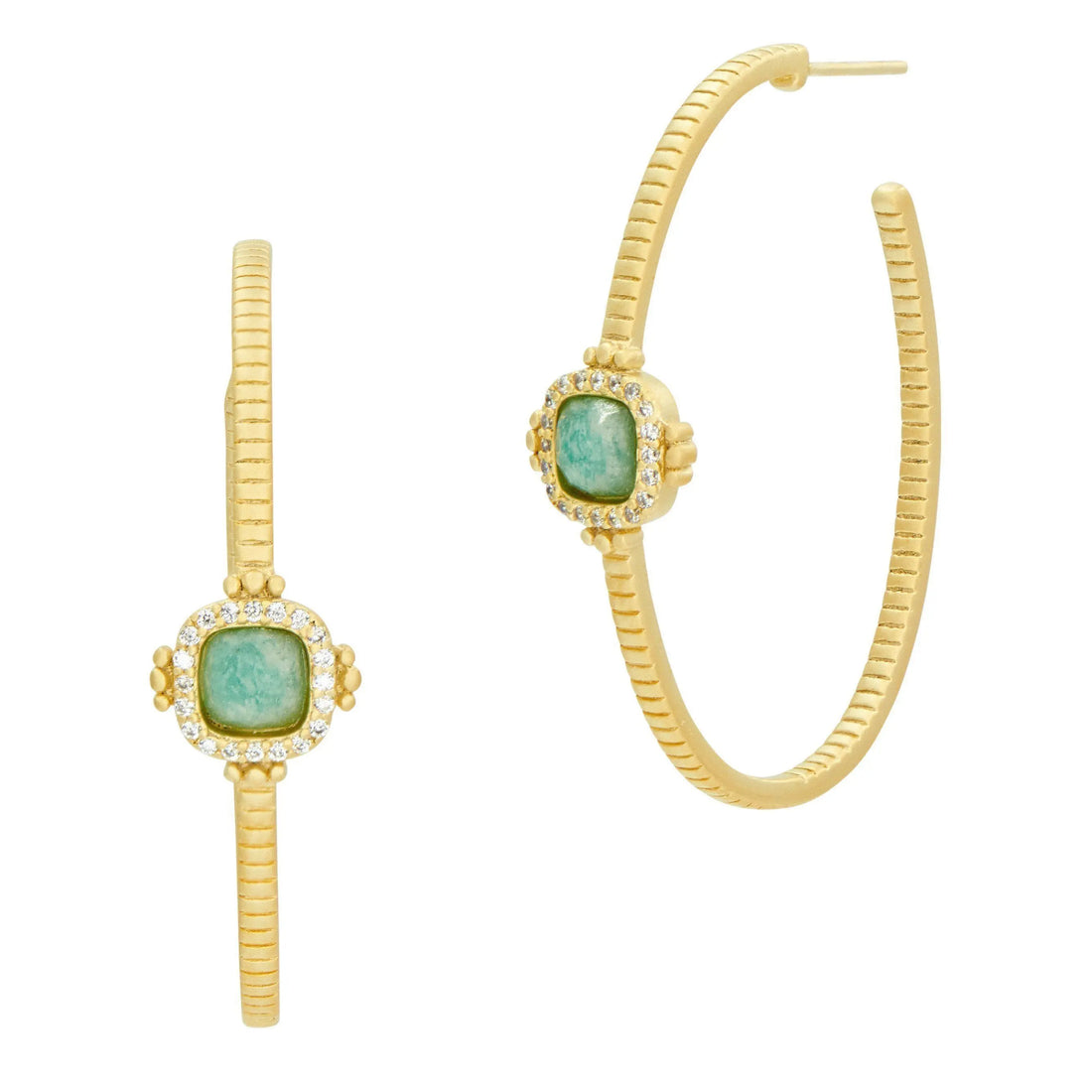 Amazonite Single Stone Hoop Earrings