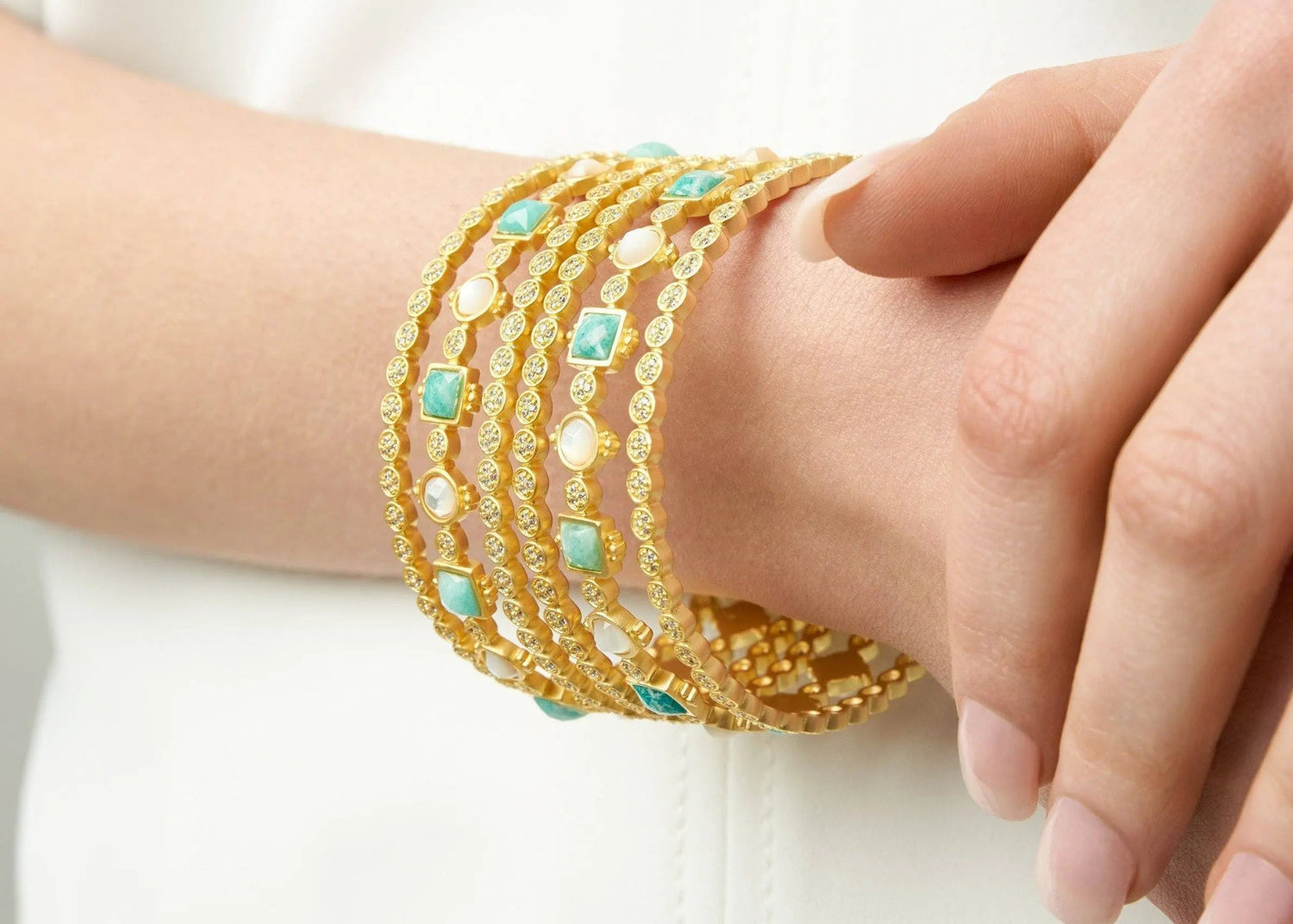 Multi Stone Bangle Stack
