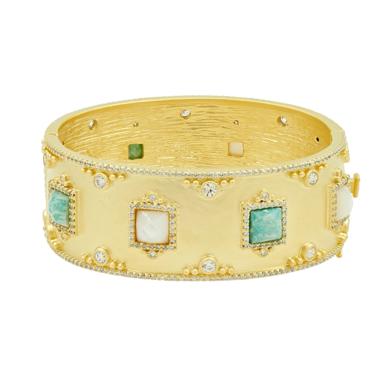 Multi Stone Wide Statement Bracelet