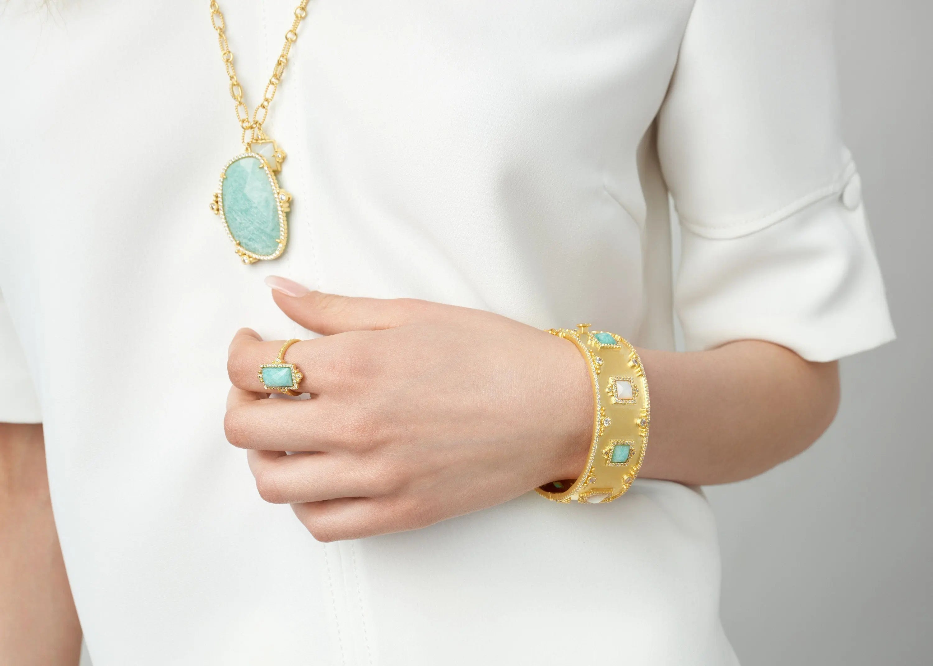 Multi Stone Wide Statement Bracelet