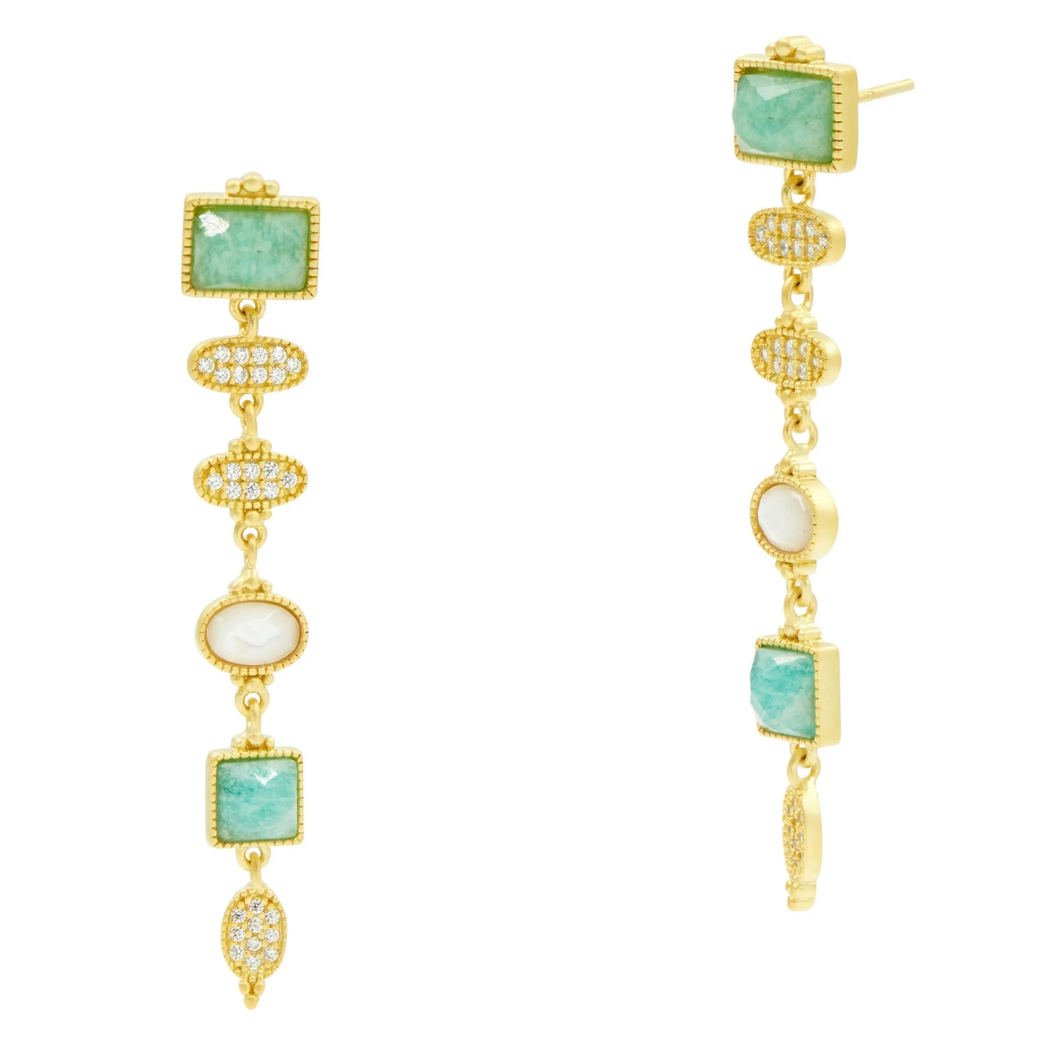 Amazonian Allure Linear Drops Multi Stone Earrings