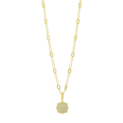 Pavê Square Chain Necklace