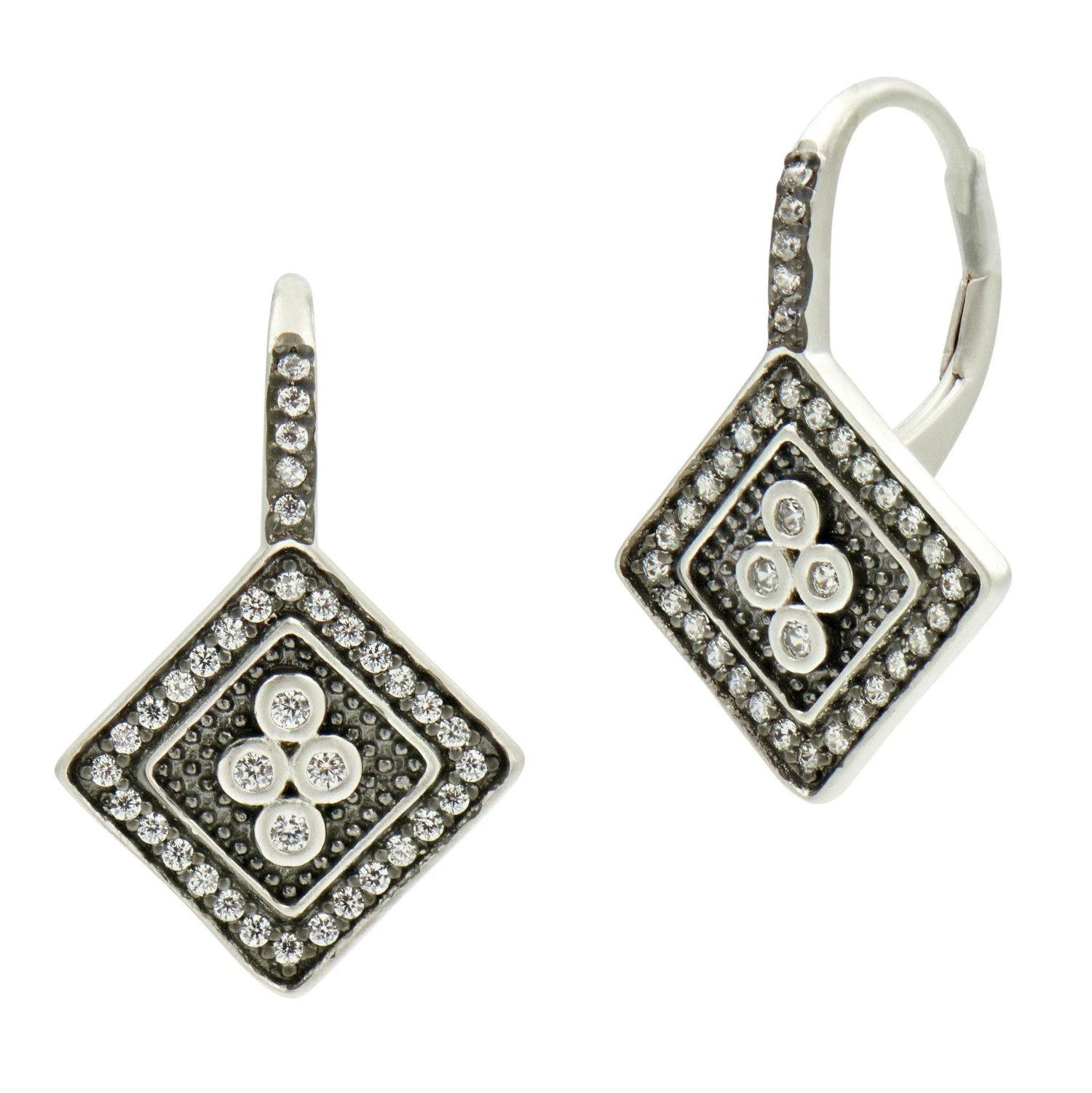 Industrial Finish 4 Point Lever Back Earring - FREIDA ROTHMAN