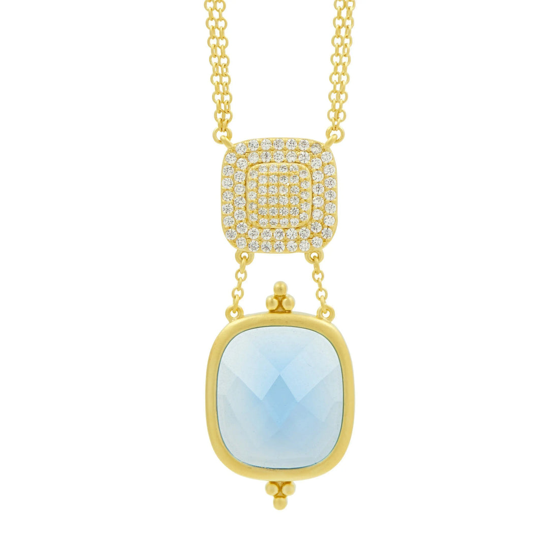 Ocean Azure Double Drop Pendant Necklace - FREIDA ROTHMAN