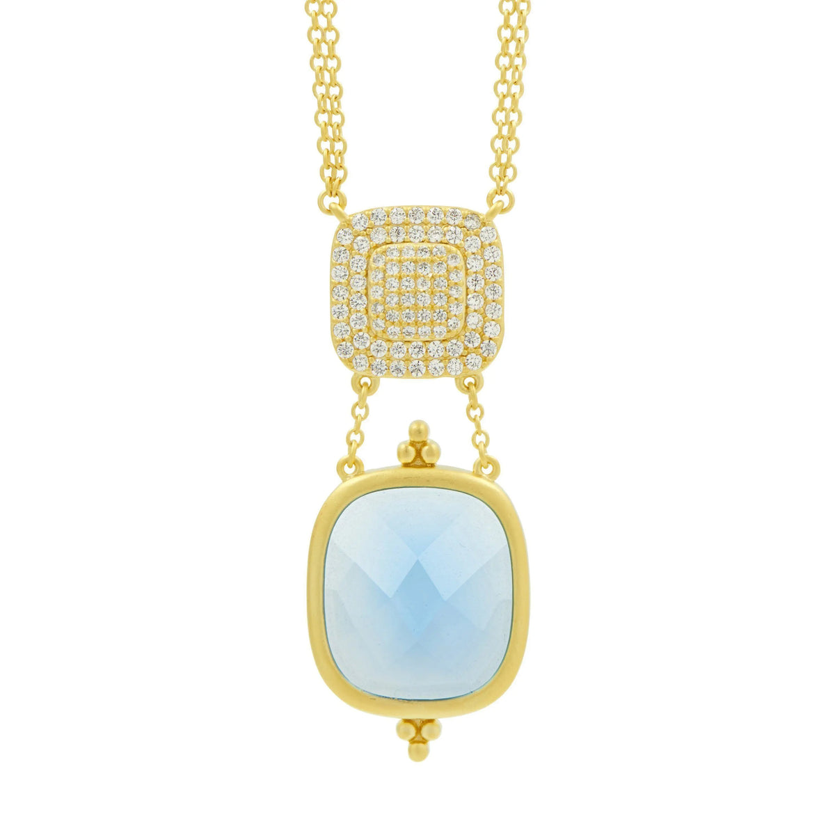 Ocean Azure Double Drop Pendant Necklace - FREIDA ROTHMAN