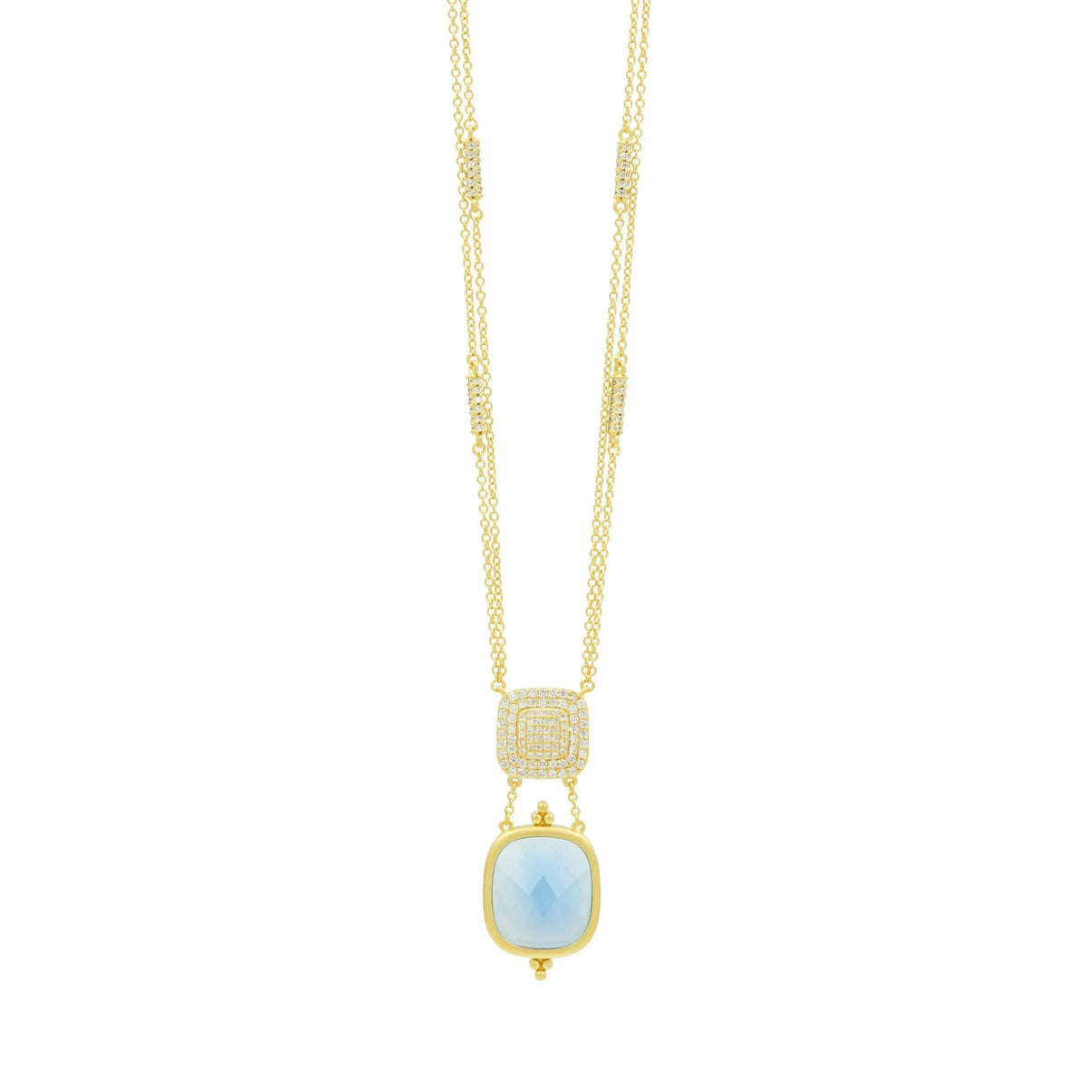 Ocean Azure Double Drop Pendant Necklace - FREIDA ROTHMAN