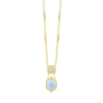 Ocean Azure Double Drop Pendant Necklace - FREIDA ROTHMAN