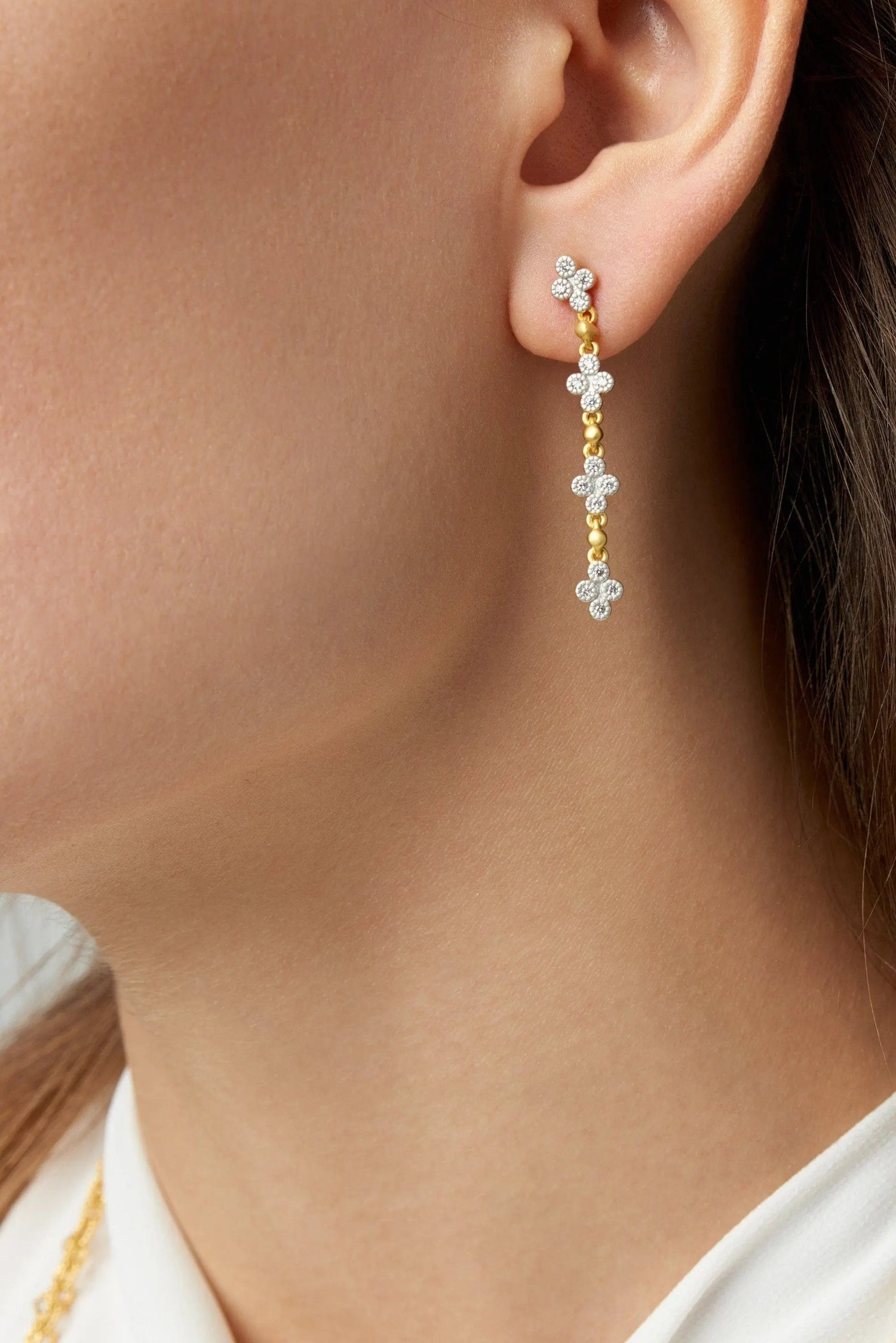 Visionary Fusion Linear Drop Clover Earrings - FREIDA ROTHMAN