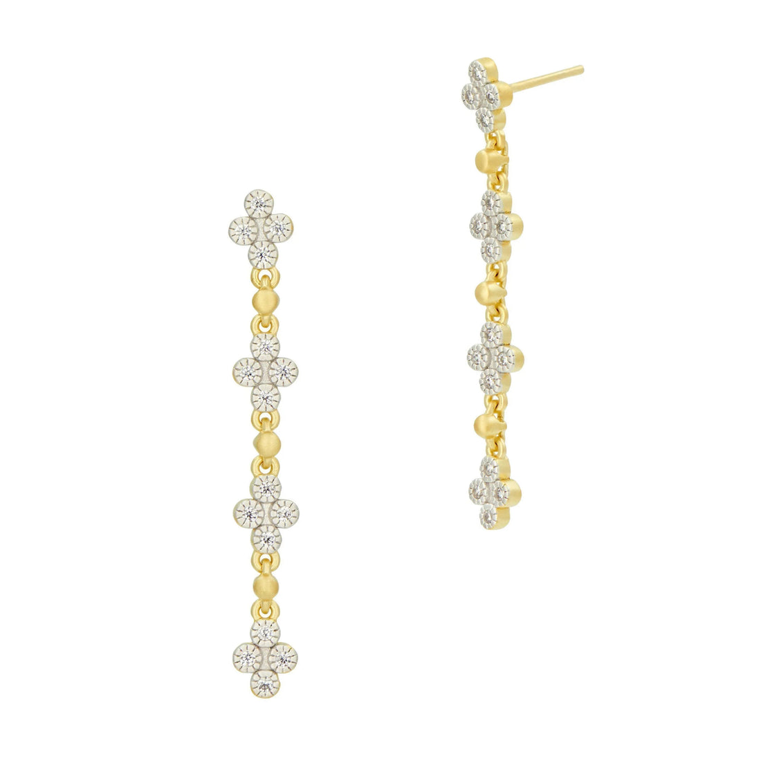Visionary Fusion Linear Drop Clover Earrings - FREIDA ROTHMAN