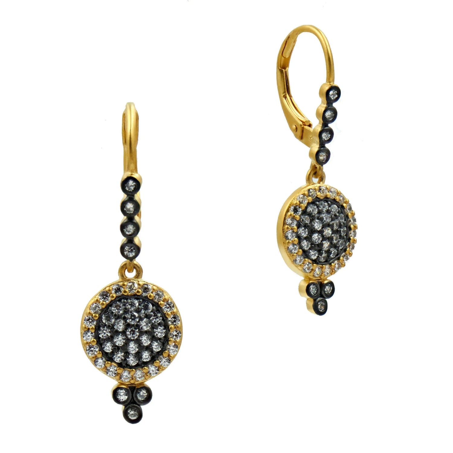 Small Pav Disc Leverback Earrings - FREIDA ROTHMAN