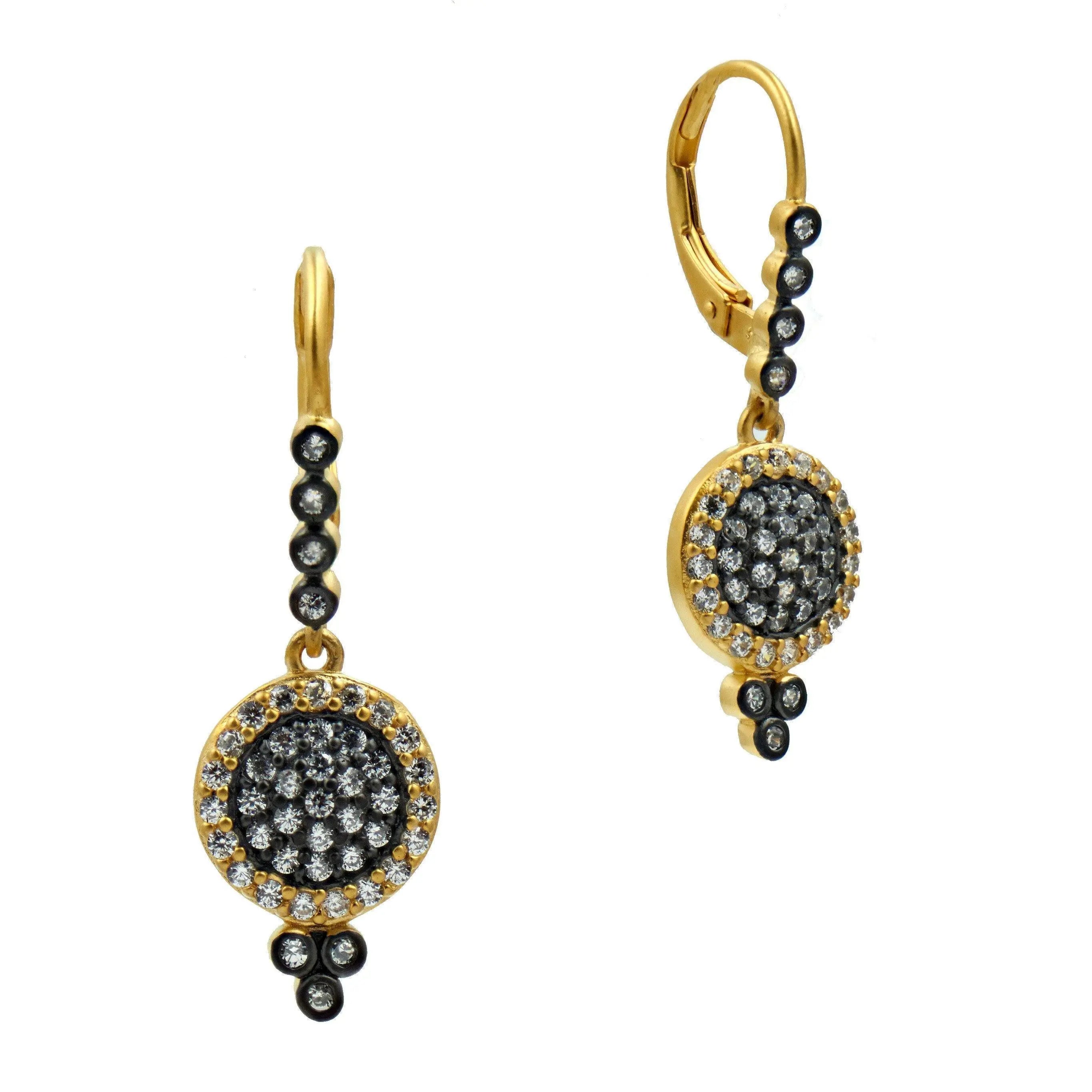 Small Pav Disc Leverback Earrings - FREIDA ROTHMAN
