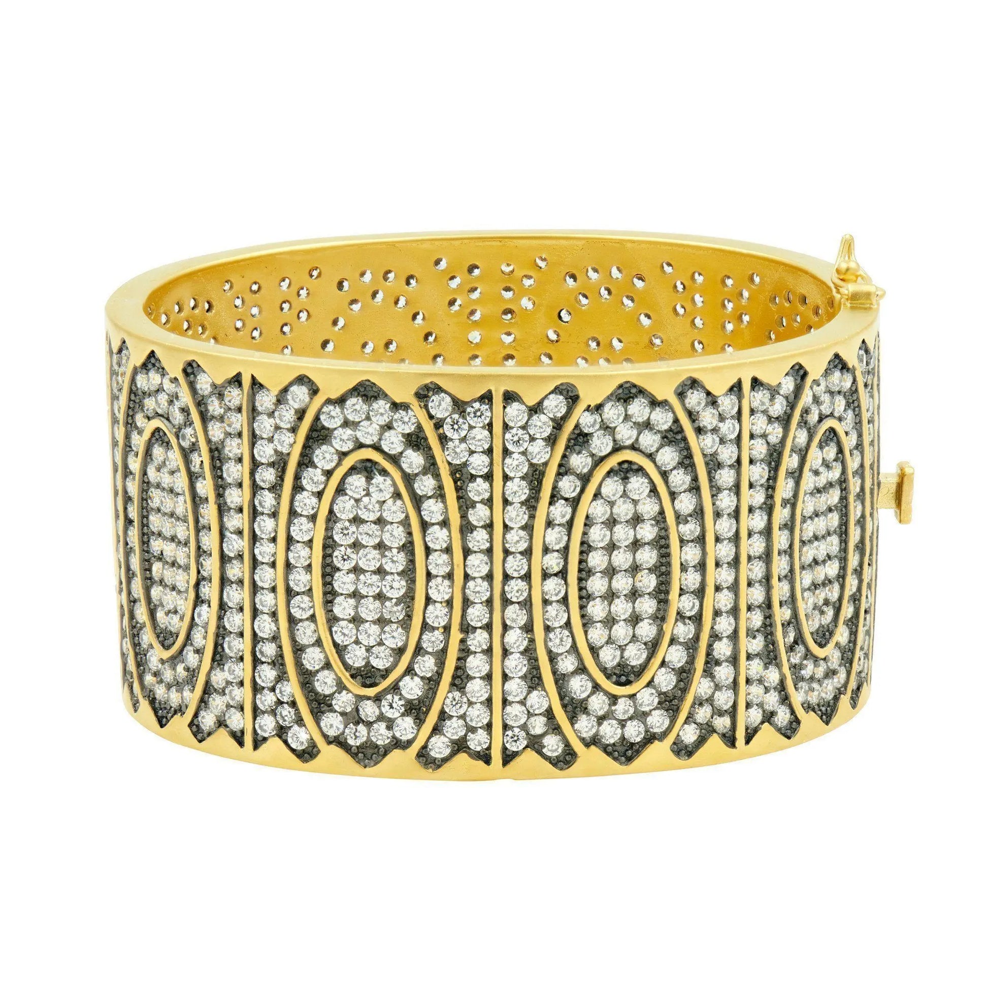 Lattice Motif Marquee Wide Hinge Bangle - FREIDA ROTHMAN