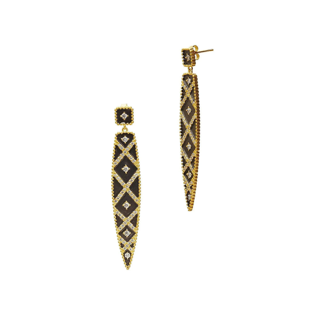 Geometric Stripe Spear Drop Earrings - FREIDA ROTHMAN