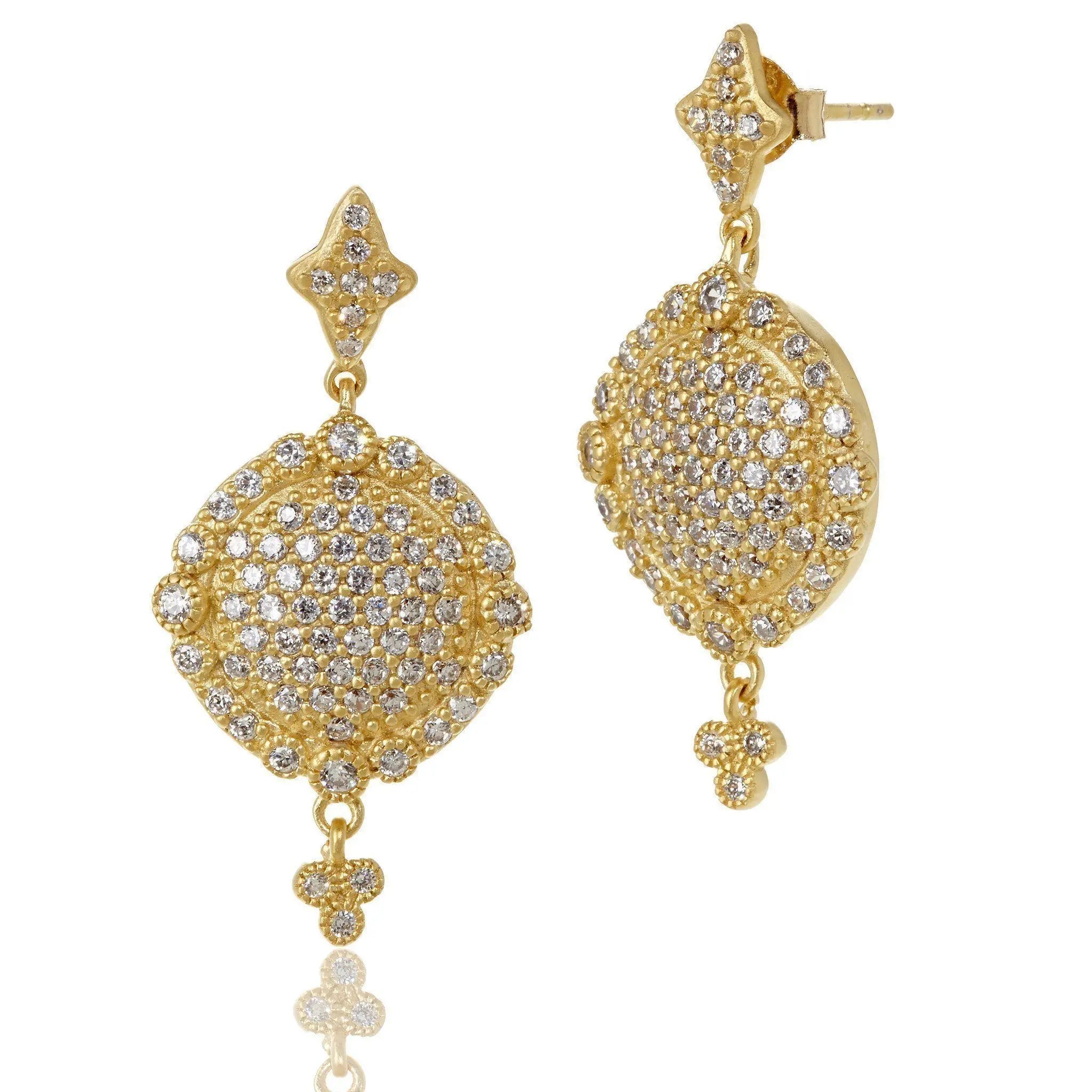 Pavé Disc Drop Earrings - FREIDA ROTHMAN